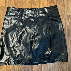 Topshop Black Glossy Mini Skirt